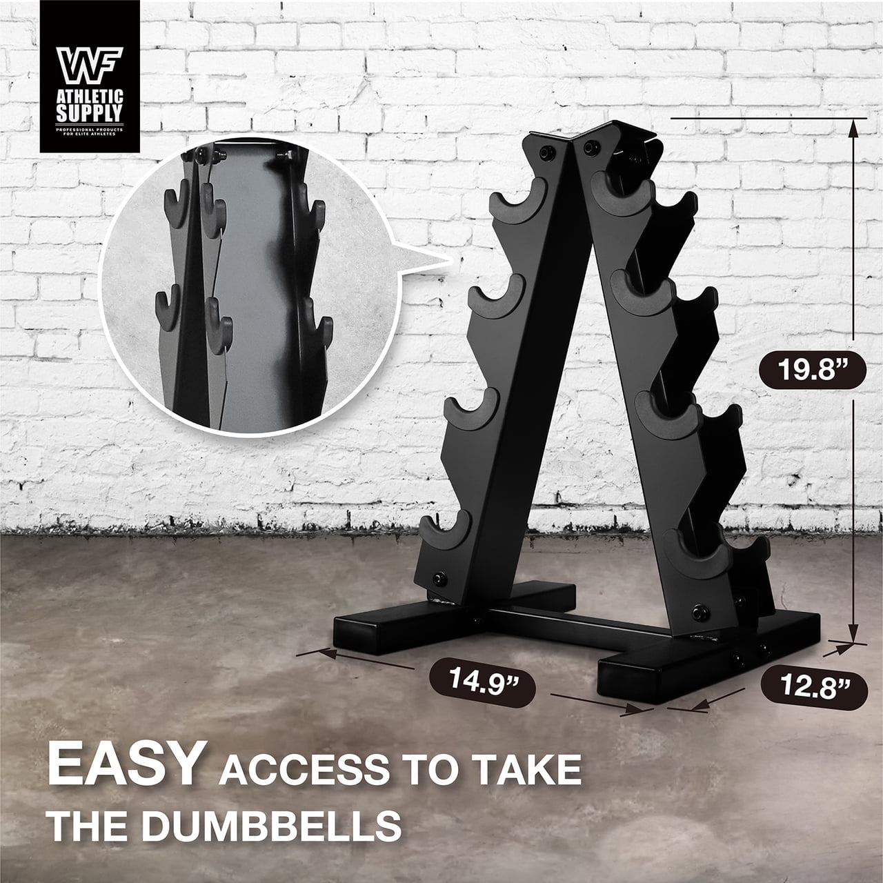 WF Athletic Supply Heavy Duty A-Frame Dumbbell Storage Rack, Steel Dumbbell Holder, Dumbbell Stand & Weight Racks for Home Gym Dumbbell Storage, RACK ONLY, Sizes Option Available