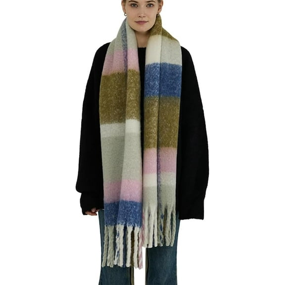 YooGuoGuo Oversized Plaid Scarf for Women Rainbow Color Pashmina Shawls and Wraps Large Scarves Blanket Cape Cardigan for Fall Winter