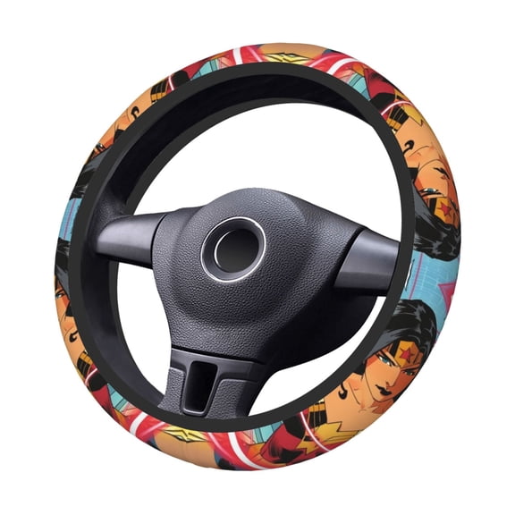 Won-Der Wo-Man Steering Wheel Cover Elastic Stretch Breathable Vehicle Steering Wheel Protector Car Interior Accessories
