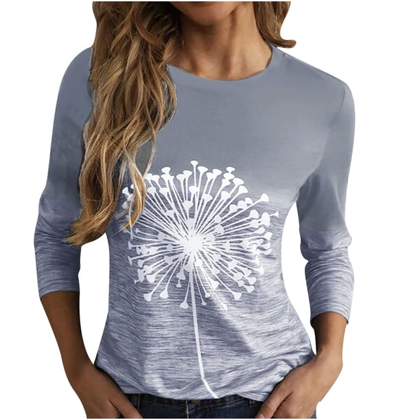 Blusa cómoda de manga larga con estampado informal para mujer a la moda Pompotops FGAJ8691