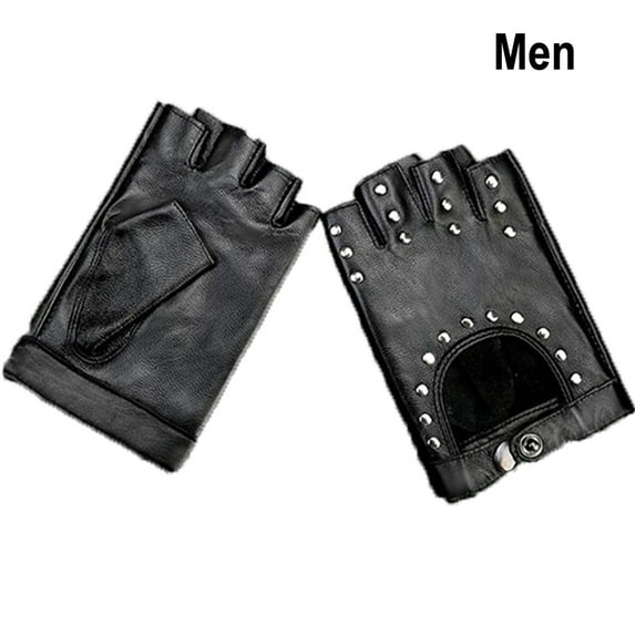 Motorcycle Accessories Rivet Ride Motor Fingerless Gloves Punk Glove Leather Mittens MEN
