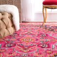 thumbnail image 3 of The Curated Nomad  Traditional Flower Medallion Violet Pink Rug (6'7 x 9') - 6'7 x 9', 3 of 5