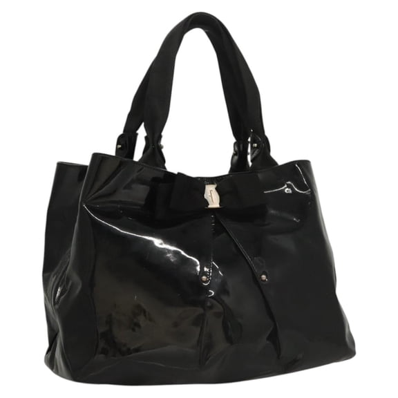 Pre-Owned Salvatore Ferragamo Vara Tote Patent Leather Black Patent_Leather Tote Bag Bag