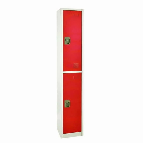 AdirOffice ALHI629202RED Steel Storage Locker, 2 Compartment, 12 x 12 x 72 in., Red