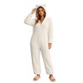 thumbnail image 2 of Karymi Sleepwear for Women Cable Knit Fleece Hooded Onesie Pajamas, Zip Front , Long Sleeve, Plush One Piece Loungewear, Cute Bear Ear Hood, Warm Winter Home Sleepwear, 2 of 9