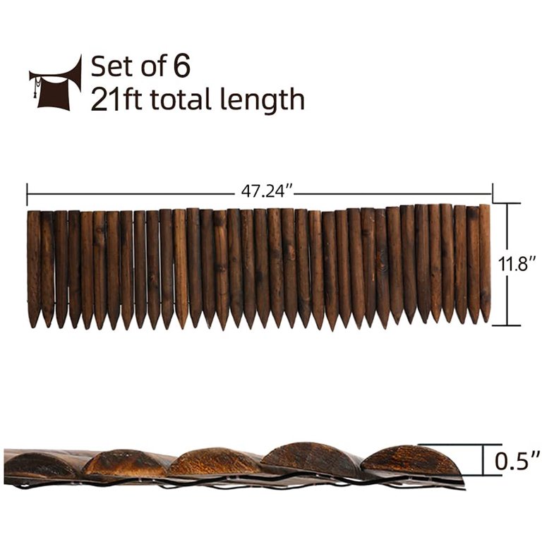 Worth Garden Outdoor Wood Edging Short Border Yard Fence for