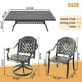 thumbnail image 3 of Hzzkey 6-Person Rectangular Cast Aluminum Patio Set with 2 Swivel Chairs,Red Cushions & Umbrella Hole, 3 of 12