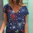 thumbnail image 2 of ibuvkizy Independence Day Shirts for Women Fashion American Flag Tops Patriotic Print Short Sleeve T-Shirts Red White Blue Shirts for Women Blue S, 2 of 4