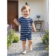 thumbnail image 4 of BemeyourBBs Toddler Baby Boy Girl Baby Summer Clothes Infant Baby Boy Girl 2 Piece Outfit Adorable Striped Short Sleeve T Shirt Tops with Shorts Set Homewear Loungwear, 4 of 9
