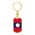 thumbnail image 4 of Laos Flag Keychain Dog Tag Stainless Steel or 18k Gold, 4 of 8