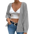 thumbnail image 2 of ZHENHONG Crew Cardigans Womens, Cardigan European And American Solid Color Mid Length Coarse Sweater Sweater WomenCardigans for Women, 2 of 5