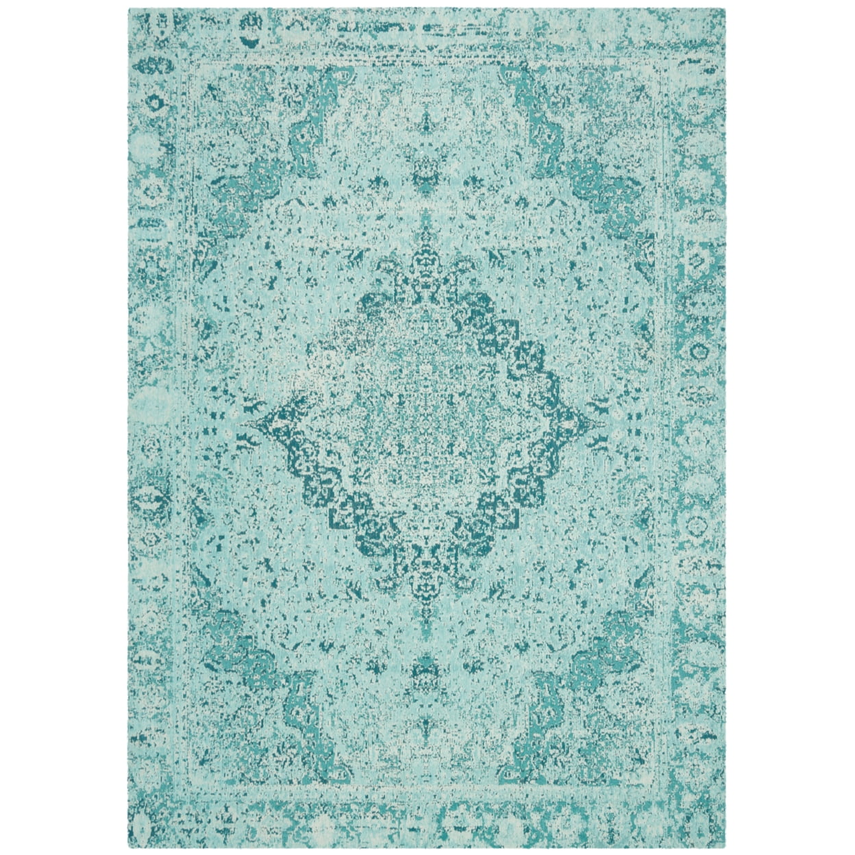 SAFAVIEH Classic Vintage Tris Floral Bordered Polyester Runner Rug, Teal, 2'3" x 8'