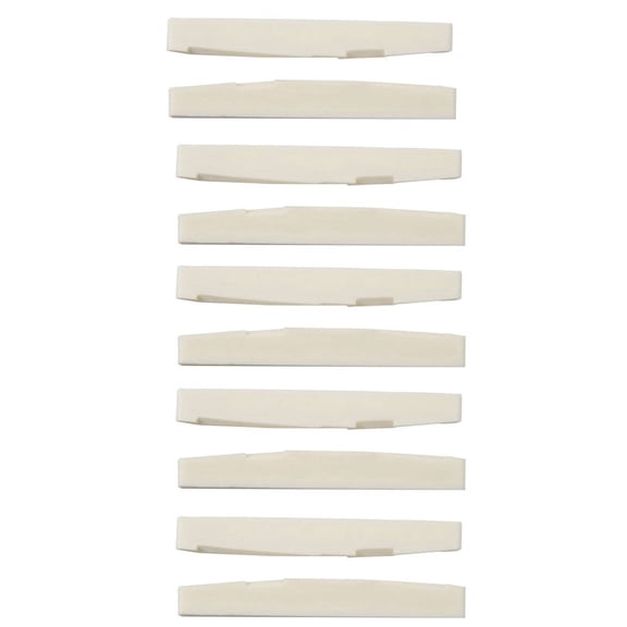 6 String Acoustic Bone Bridge Guitar Slotted Saddle Guitar Parts(Pack of 10),10 Pcs x Saddles,White