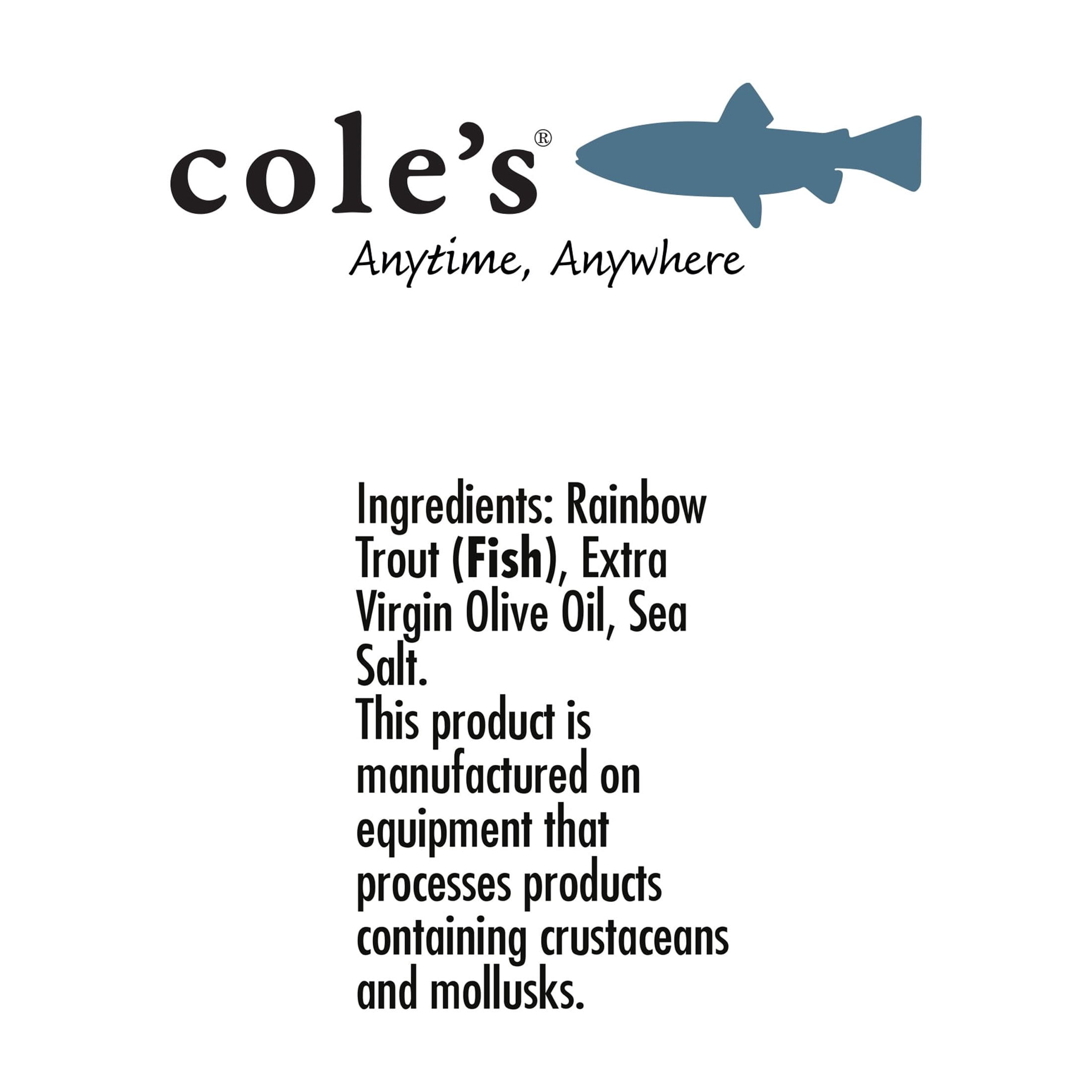 (10 pack) Coles Smoked Rainbow Trout in Olive Oil 3.2 oz - Fish Fillet, High Protein Canned Seafood, Gluten-Free