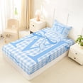 thumbnail image 4 of Erosebridal Letter M Monogrammed Twin Sheet Sets For Kids,Classic Geometric Buffalo Plaid Bedding 3pcs, 4 of 6