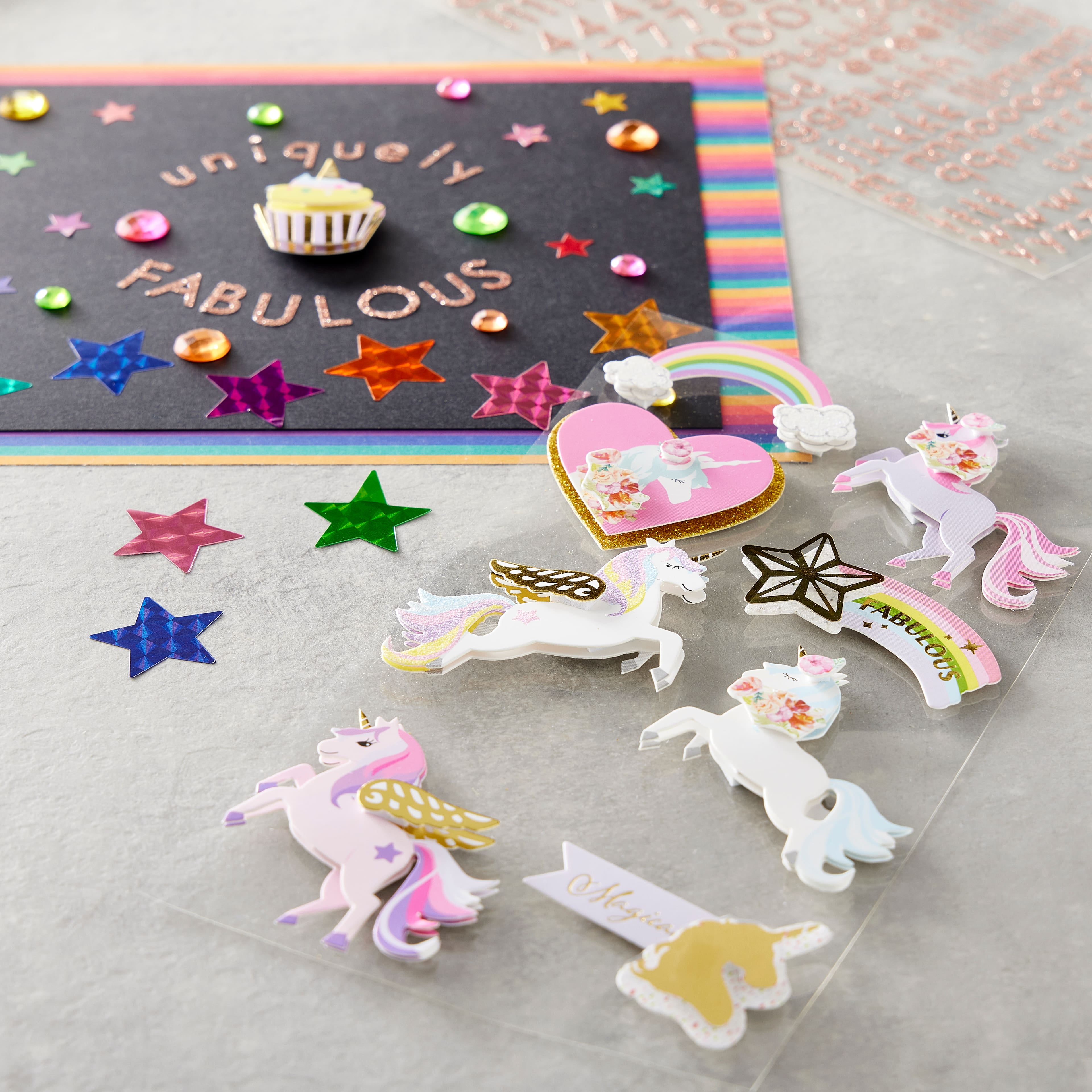 Recollections Unicorn Dimensional Stickers, 12 Pack