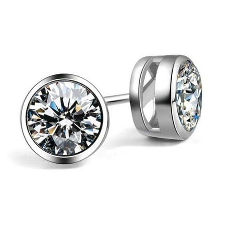 

Harry Chad Enterprises HC10053 3 CT Gorgeous Bezel Set Diamond Stud Women Earring - 14K White Gold