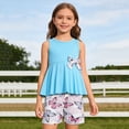 thumbnail image 2 of KPOPLK Baby Girl Clothes Toddler Summer Outfits Clothing Sleeveless Ruffle Tank Top Shorts Sets for Girls(5-6 Years,Sky Blue), 2 of 9