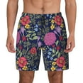 thumbnail image 3 of Uemuo Floral Pattern Mens Swim Trunks Quick Dry Board Shorts with Mesh Lining, Stretch Beach Shorts Quick Dry No-Chafing Board Shorts-Medium, 3 of 9