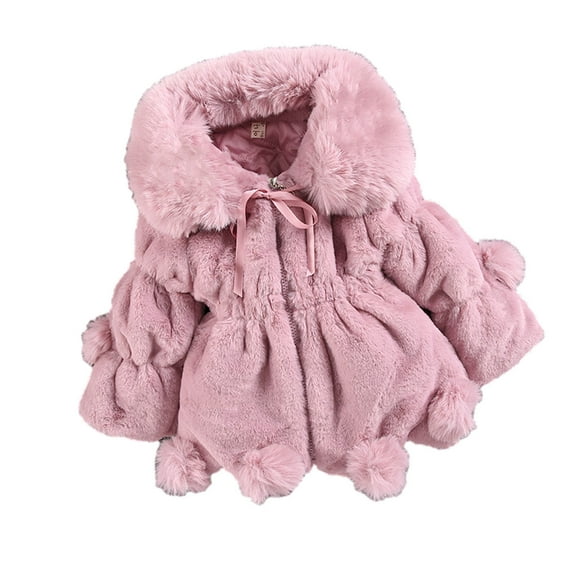 Suokom Kids Baby Girls Winter Solid Cartoon Faux Wool Sweater Jacket Plus Velvet Thickening Coat Cloak Jacket, Baby Sweater Girls' Outerwear Jackets & Coats Pink