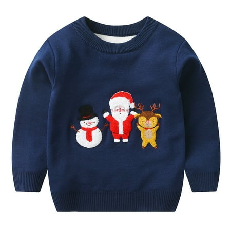 

TMOYZQ Toddler Baby Girls Boys Christmas Sweater Soft Warm Knit Crewneck Pullover Fleece Sweatshirt Long Sleeve Tops Xmas Fall Winter Clothes for 2-7 Years
