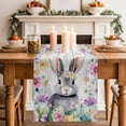 thumbnail image 2 of Table Runner 72 Inches Long for Kitchen Dining, Easter Bunny Dresser Scarf Farmhouse, Dining Table Decorations for Wedding/Parties, Farmhouse Watercolor Eggs Flower Wood Grain 14 x 72 In, 2 of 8