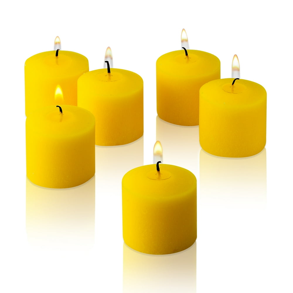 Yellow Unscented Votive Candles Set of 72 Burn 10 Hours