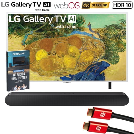 LG 55 Inch Gallery TV with Frame LX7B Mini LED 4K Smart TV 2026 55LX7BPUA Bundle with Samsung HW-S50B 3.0ch All-in-One Soundbar, 2x HDMI Cable and Deco Gear Home Theater Beginner's Guide