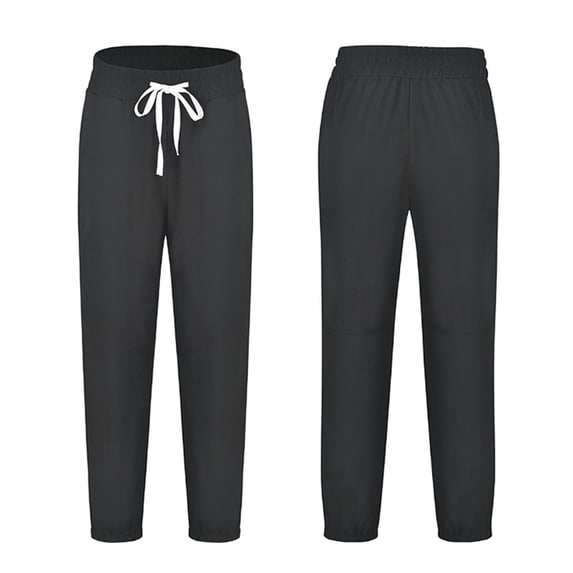 Lilgiuy Women's Casual Solid Color Drawcord With Pockets And Cropped Casual Trousers Dance Performance Pants