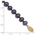thumbnail image 2 of 14k Yellow Gold Pearl clasp 7-7.5mm Black Freshwater Onion Freshwater Cultured Pearl Bracelet 7.5 Inch Link Bracelet for, 2 of 2