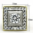 thumbnail image 2 of Mens Ring Squared Round Stainless Steel Ring with AAA Grade CZ in Clear, 2 of 7