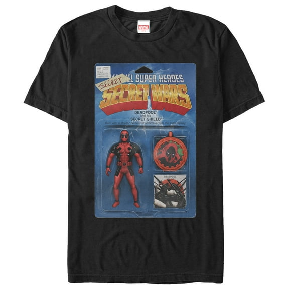 Men's Marvel Deadpool Secret Action Figure Graphic Tee Black 2X Large