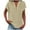 Light Khaki, variant on Tumotour Summer Tops For Women Short Sleeve Tops Button Solid Color V-Neck Collared Tops Summer Business Casual Work Shirts 2025