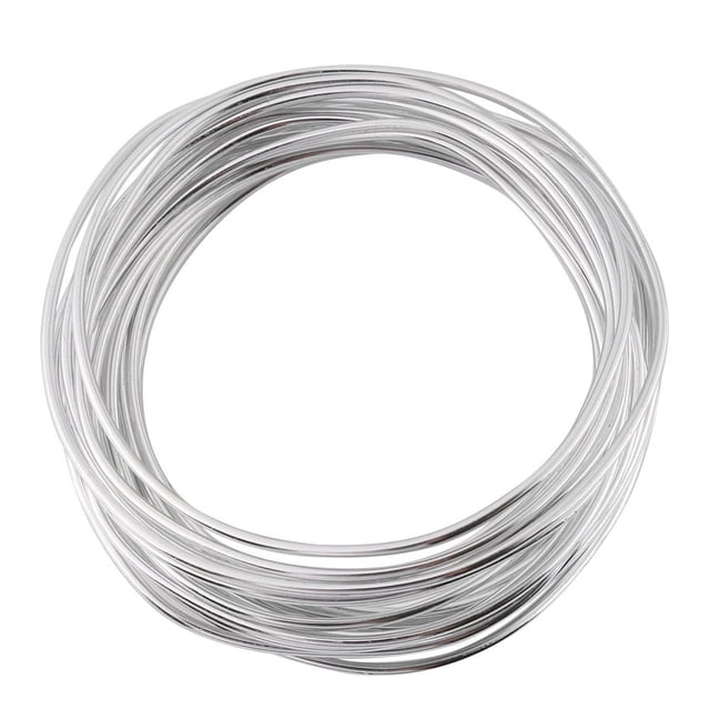 SUTENGDA 5 Meters Roll 2mm Colorful Round Oxidation Aluminium Wire Bendy Craft Wire DIY Accessories For Jewelry Making Modelling Making and Crafts (Silver White)