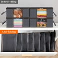 thumbnail image 4 of Juego de 4 bolsas de almacenamiento de ropa grises, contenedores de almacenamiento plegables, organizador de armario con asa reforzada y ventana transparente para toallas, suéteres, camisetas, 35 l,, 4 of 4