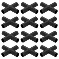 Uxcell 12 Pcs 11mm Greenhouse Frame Building Connectors, 4 Way Flat Pipe Fitting for Grape Trellis/Sunscreen Shed/Gardening Plant Stakes [Black]