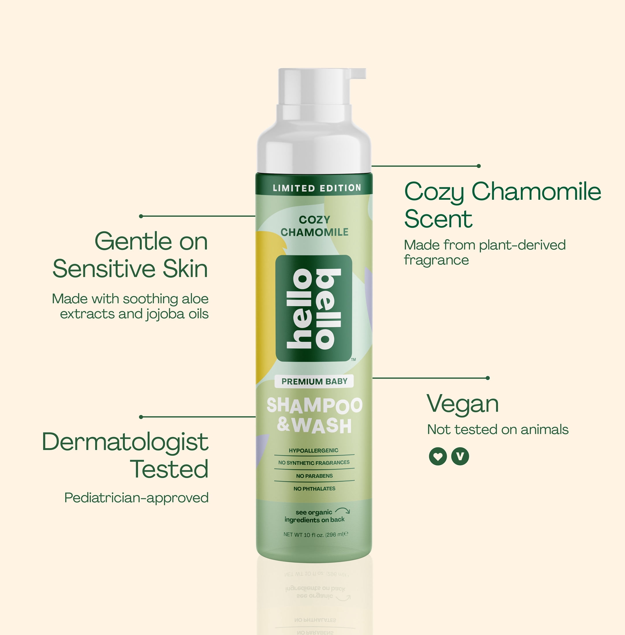 Hello Bello Chamomile Infant Shampoo & Body Wash, Tear-Free, All Skin Types, 10 fl oz