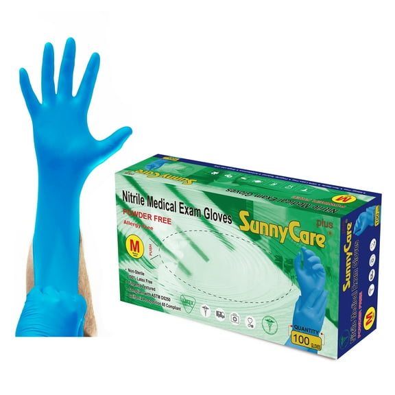 100pcs #8602 SunnyCare 5.0 mil Nitrile Exam Gloves Chemo-Rated (Non Vinyl Latex) Size: Medium
