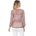 thumbnail image 5 of DARING DIVA Self-Tie Waist Semi Sheer Peplum Top 3XL Pink, 5 of 6