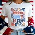 thumbnail image 2 of America Land of the Free T-Shirt, Retro Floral Independence Day Tee, 2 of 6