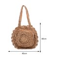 thumbnail image 3 of Bolso de playa circular de verano, Bolso de hombro tejido informal para fiestas navideñas (marrón oscuro), 3 of 9