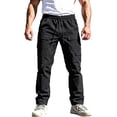 thumbnail image 3 of cllios Cargo Work Pants for Men Outdoor Carpenter Pants Loose Fit Drawstring Elastic Waisted Straight Leg Trousers with Multi Pockets for Tools Black XXL, 3 of 10