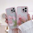 thumbnail image 1 of 2pcs Big Wave Pink Tulip iphone 11 Phone Case Couple Phone Case, 1 of 7