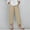 Beige, variant on Babysbule Womens Solid Color Straight Pants Cotton Linen Drawstring Elastic Waist Casual Trousers With Pocket