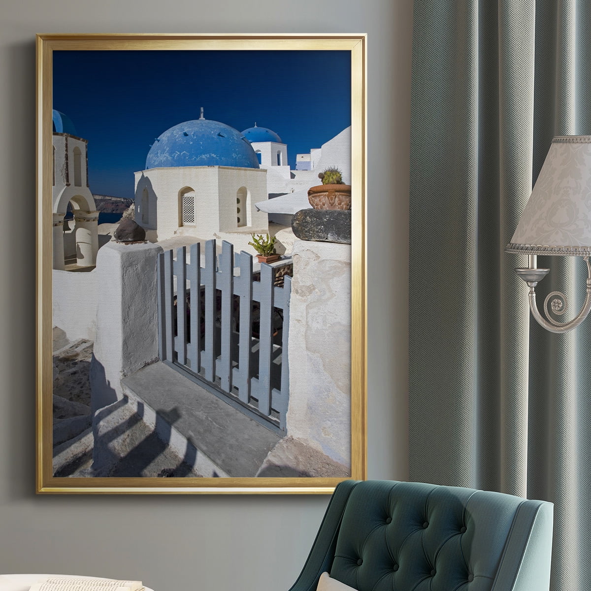 Santorini Sidewalk Premium Framed Print - Ready to Hang