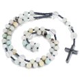 thumbnail image 1 of Amazonite Stone Crystal Glass Beads Rosary Necklace Hematite Cross Pendant Necklace Women Men Catholic Meditation Mala Jewelry, 1 of 5