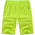thumbnail image 2 of QPNGRP Men's Workout Stretch Shorts Casual Drawstring Elastic Zipper Pockets Fluorescentgreen 40, 2 of 8