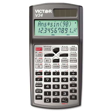 V34 Engineering/Scientific Calculator, Innovative two-line scrolling display shows multiple inputs and results simultaneously for ease of use. By