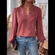 thumbnail image 4 of Blusas de con Lunares, Estilo Bohemio, de Larga y Cuello en V para Mujer, con Encaje de Ganchillo, Estilo Informal y Moderno Vino Tinto S, 4 of 9