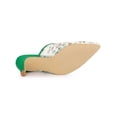 thumbnail image 5 of BLISSFUL STEP Women's Sandals Stiletto Heels Pointed Toe Lace Slide Mules White Green 8.5, 5 of 8